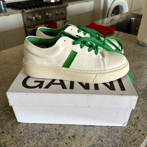 Ganni white leather cupsole sneakers
